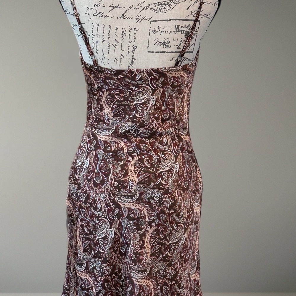 Hollister Brown Satin Paisley Mini Dress NWOT Sz XS Y2K - Picture 4 of 8